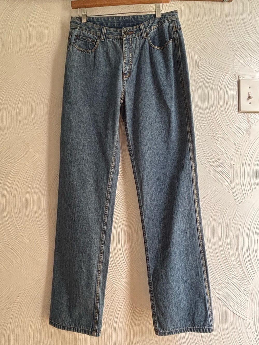 VTG 80’s Newport News ✨ Gold Sparkle✨ Straight-Leg COTTON Blue Denim Jeans sz 10
